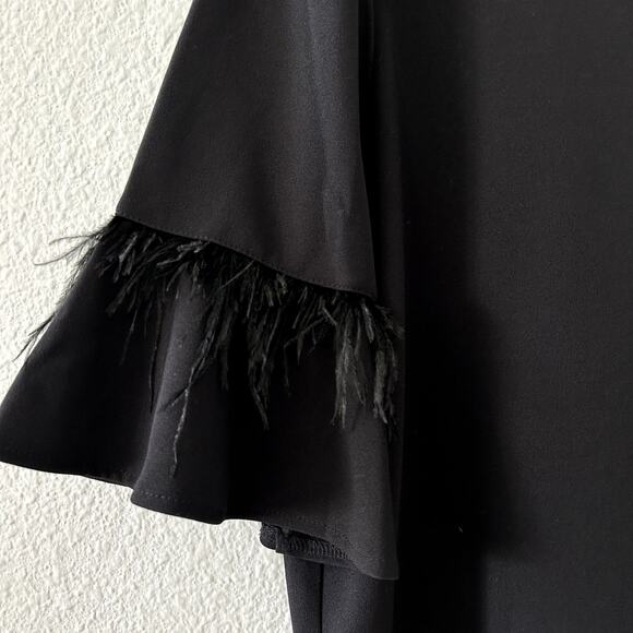 Adrianna Papell Women's Black Top Statement Sleeves Sz Medium Formal Old Money - Picture 3 of 10